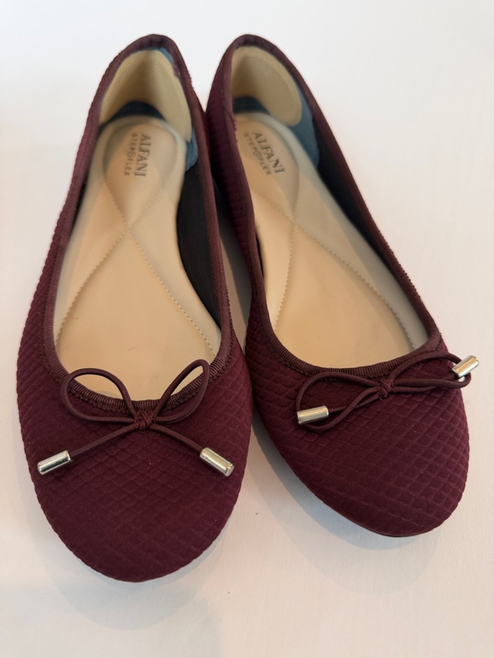 New Burgundy Quilted Bow Ballet Flats by Alfani